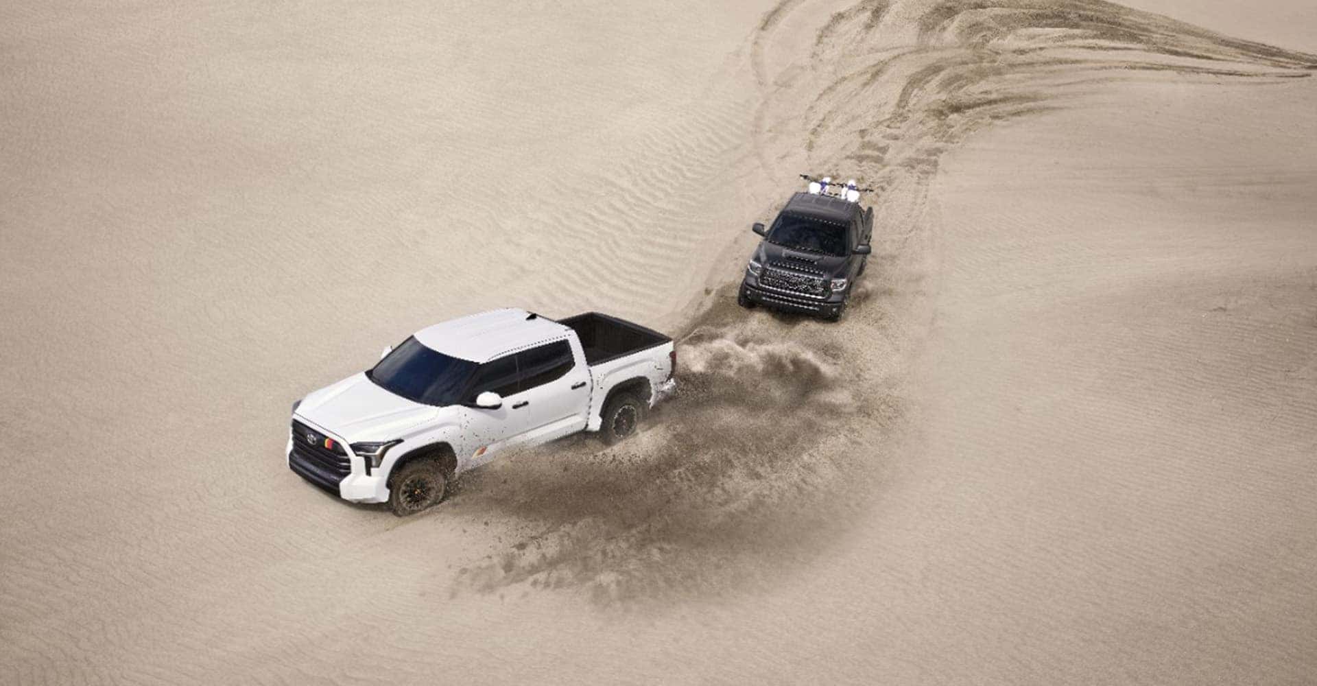 tundras driving through sand