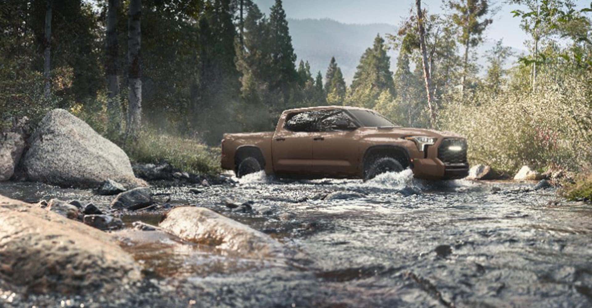wide view of tundra driving through water