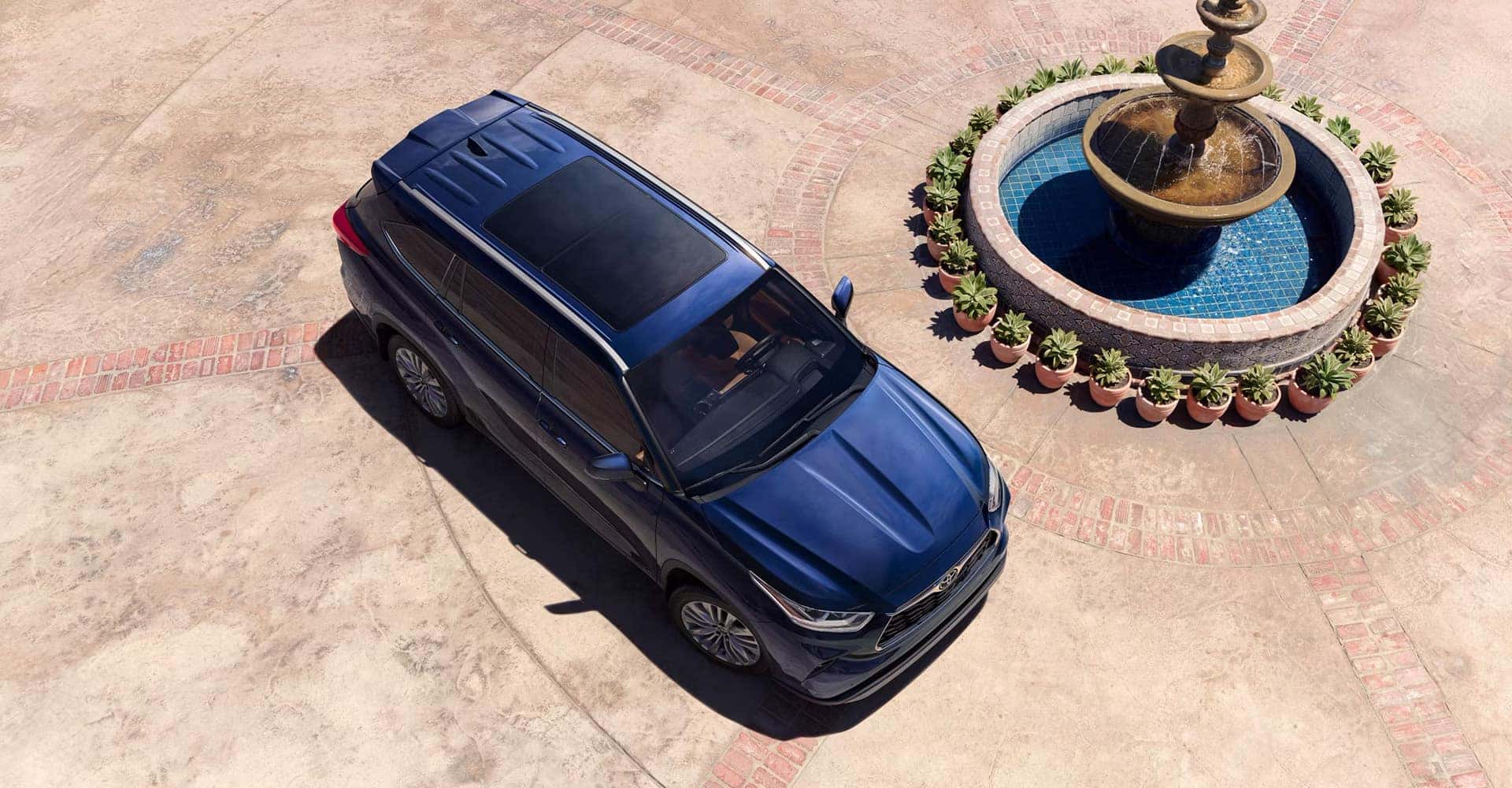 Top down blue 2025 Toyota Highlander Hybrid