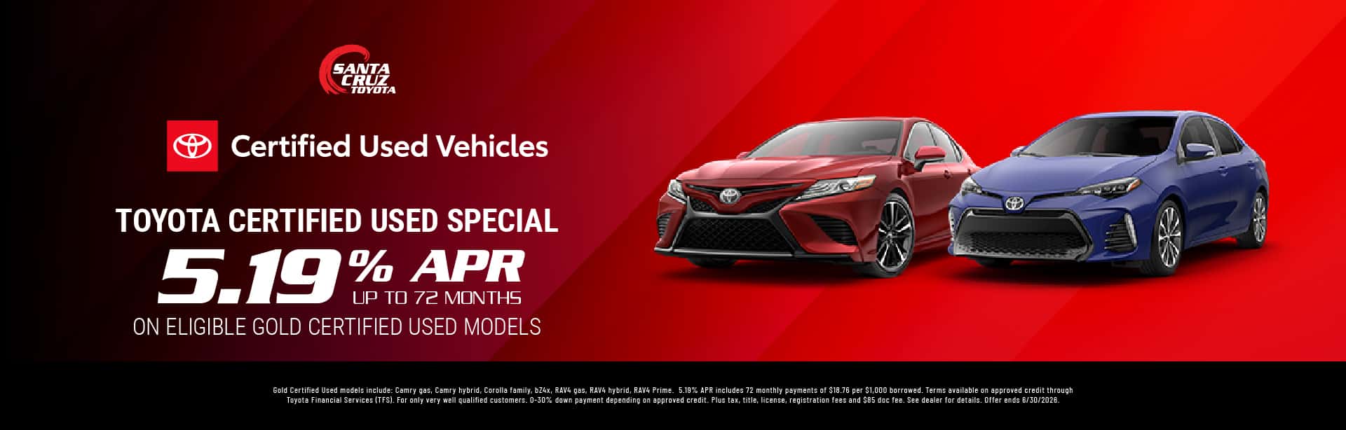 Toyota Certified Used Special June offer