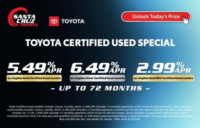 Toyota Certified Used Special August offer