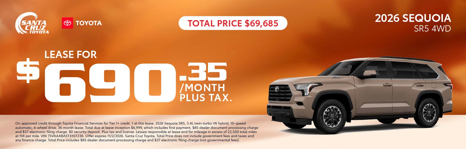 2026 Sequoia SR5 offer October 2026