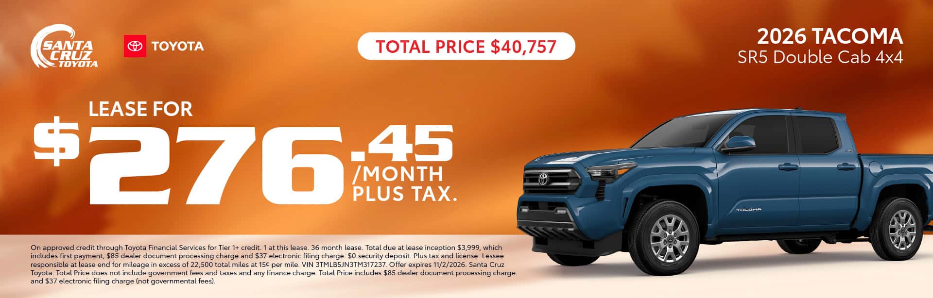 2026 Tacoma SR5 Double Cab offer October 2026