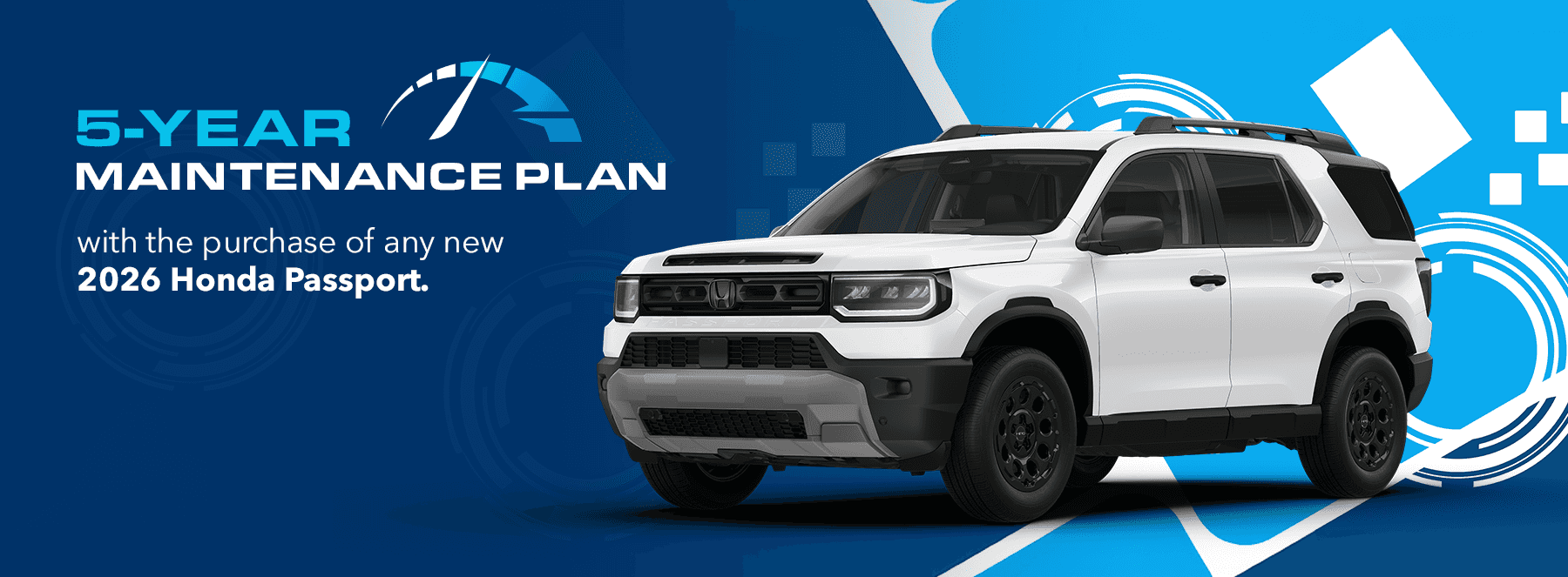 5-year maintenance plan with the purchase of any new 2026 Honda Passport.