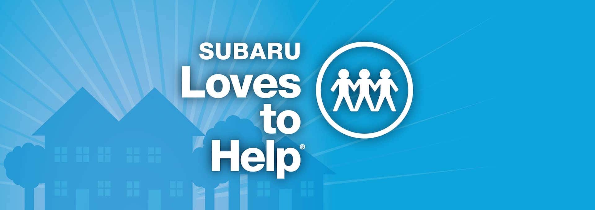 Subaru Loves to Help. Image of a neighborhood with blue color overlay.