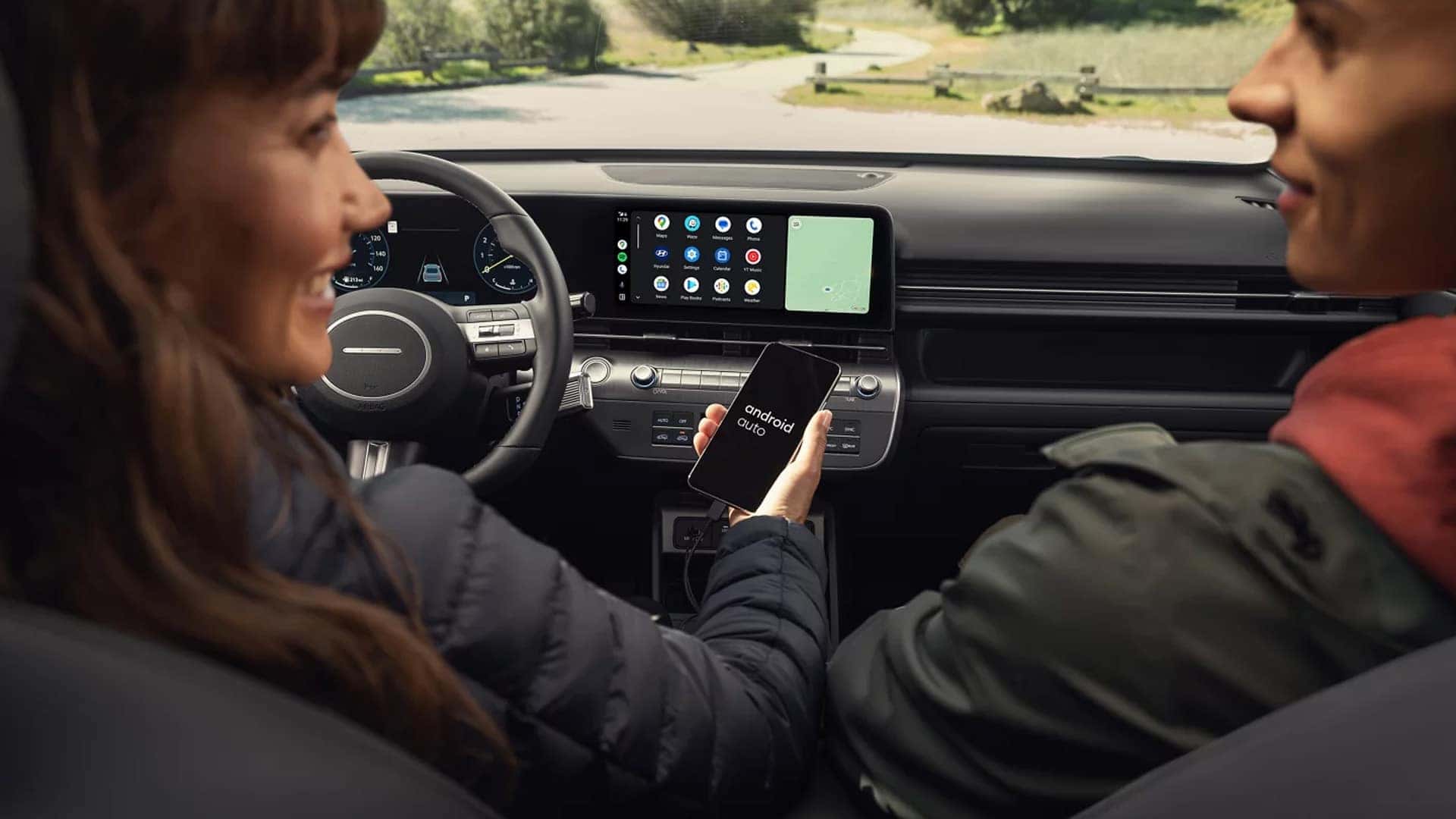 People in 2025 Kona Using Android Auto
