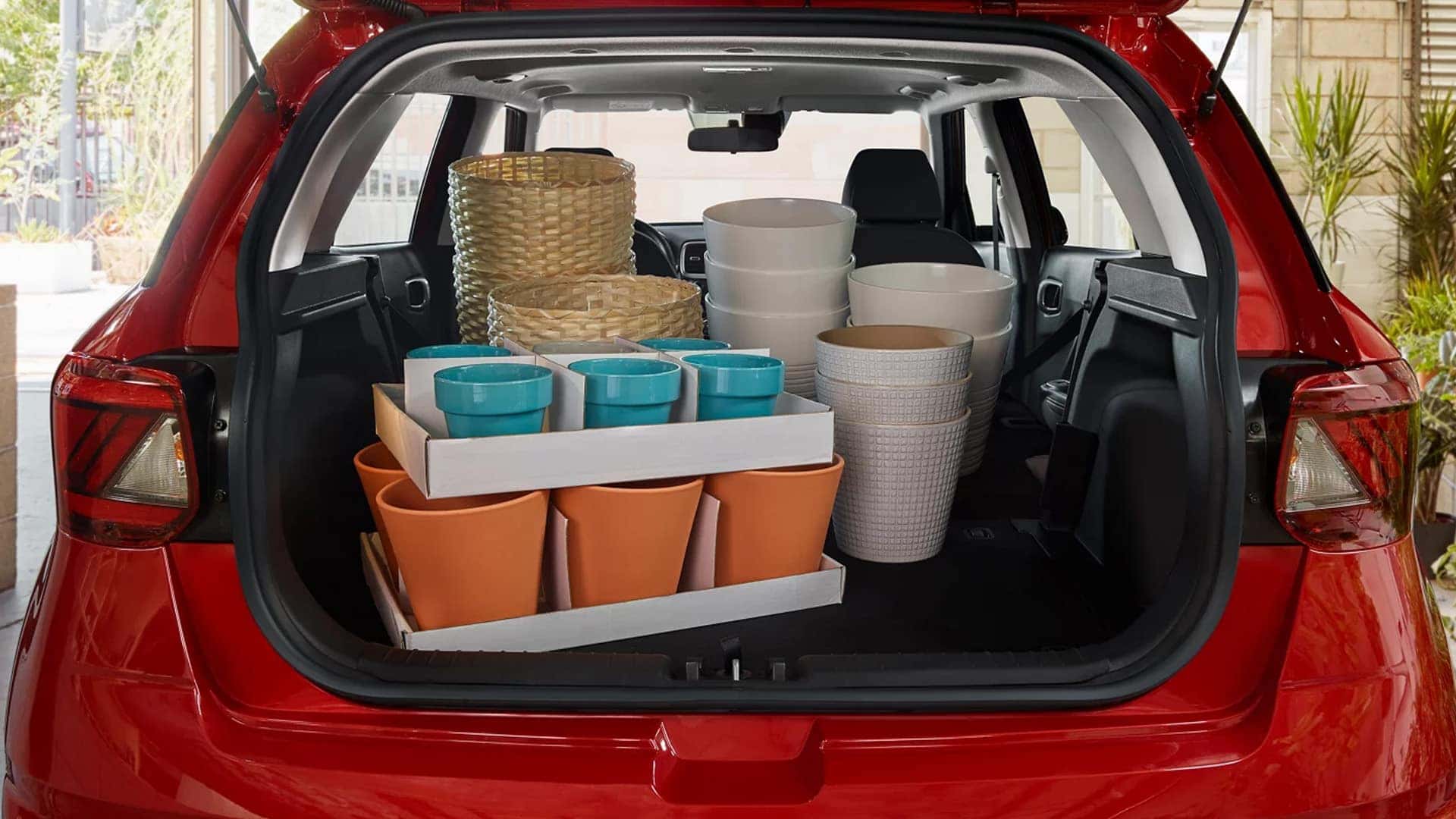 Planters and Containers in the Trunk of 2025 Hyundai Venue with Back Seats Lowered