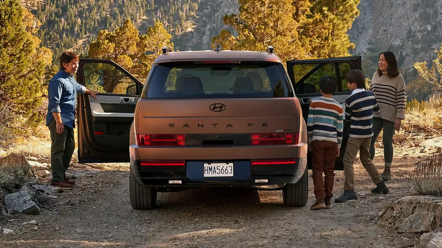 Hyundai Santa Fe Hybrid shown outdoors in Oregon-friendly conditions