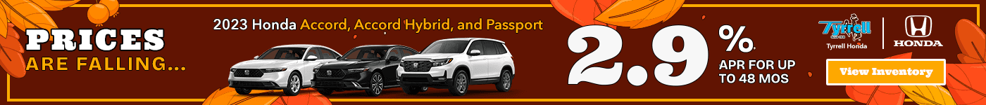 2023 Honda Accord, Accord Hybrid, and Passport 2.9% APR for up to 48 months
