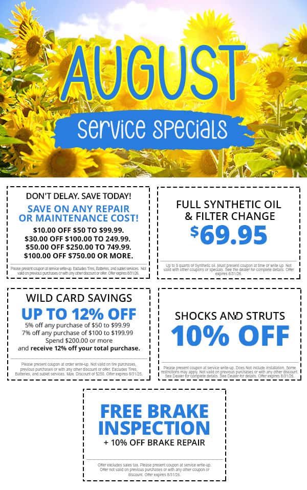 August Service Specials
