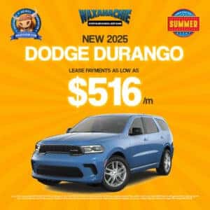 2025 Dodge Durango GT Plus AWD lease as low as $516/month during the Summer Event at Waxahachie Chrysler Dodge Jeep Ram.