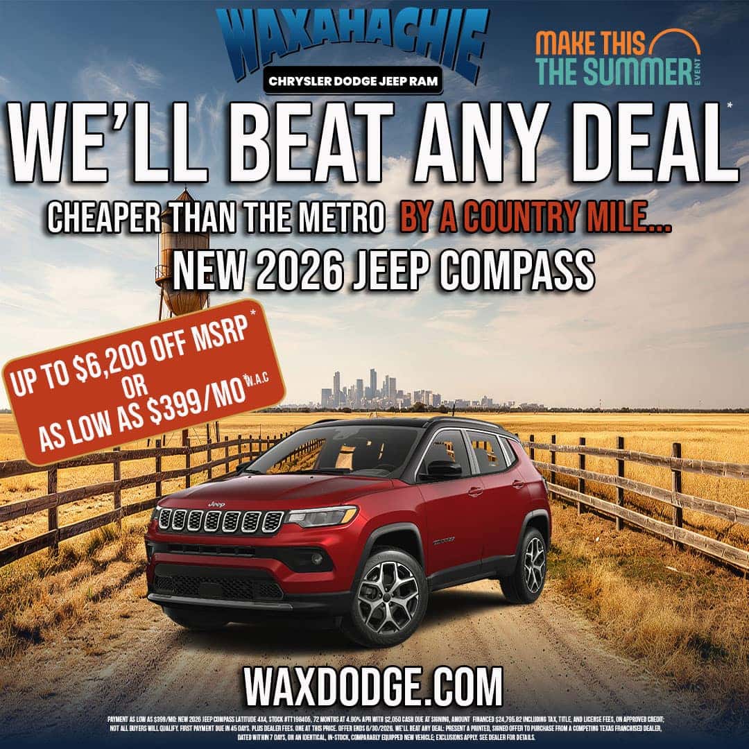 2026 Jeep Compass Latitude 4x4 at Waxahachie Chrysler Dodge Jeep Ram, We'll Beat Any Deal