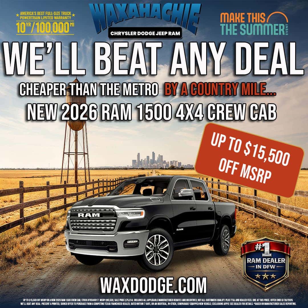2026 RAM 1500 Crew Cab at Waxahachie Chrysler Dodge Jeep Ram, We'll Beat Any Deal