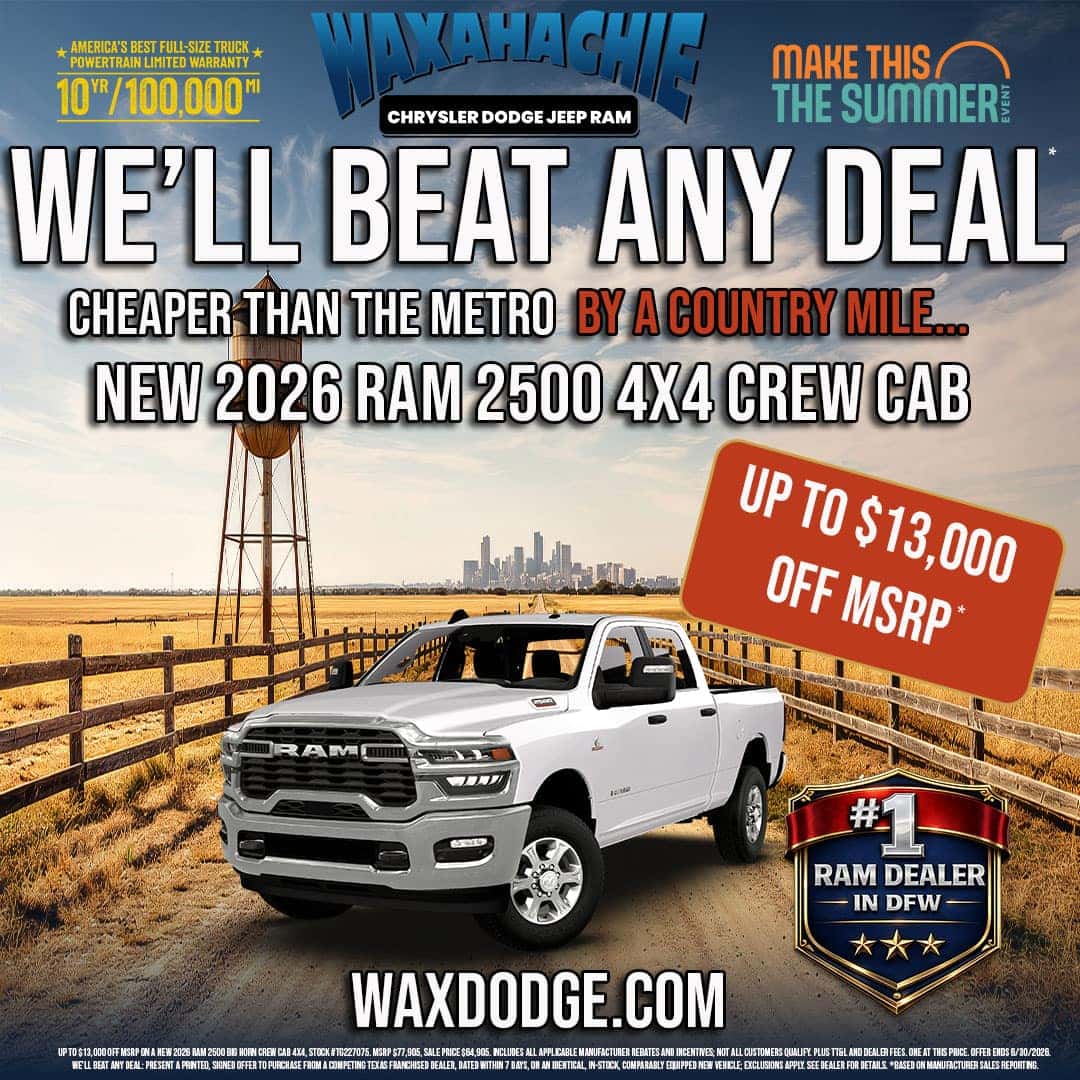 2026 RAM 2500 Big Horn Crew Cab 4x4 at Waxahachie Chrysler Dodge Jeep Ram, We'll Beat Any Deal