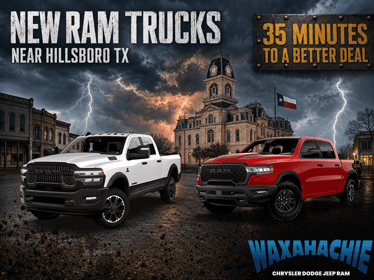 New Ram trucks near Hillsboro Texas, 35 minutes to a better deal, Waxahachie Chrysler Dodge Jeep Ram