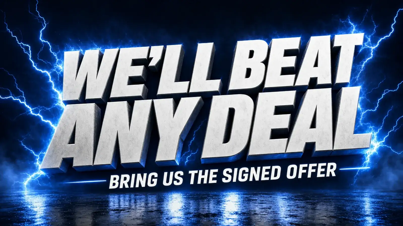We will Beat Any Deal banner, bring us the signed offer, Waxahachie Chrysler Dodge Jeep Ram, Waxahachie, Texas